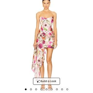 Katie May Strapless Floral Dress - Pink and White